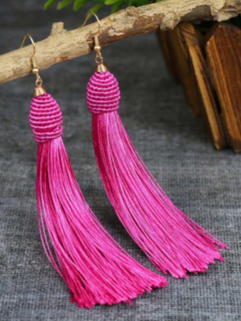 Fucshia Tassel Earrings